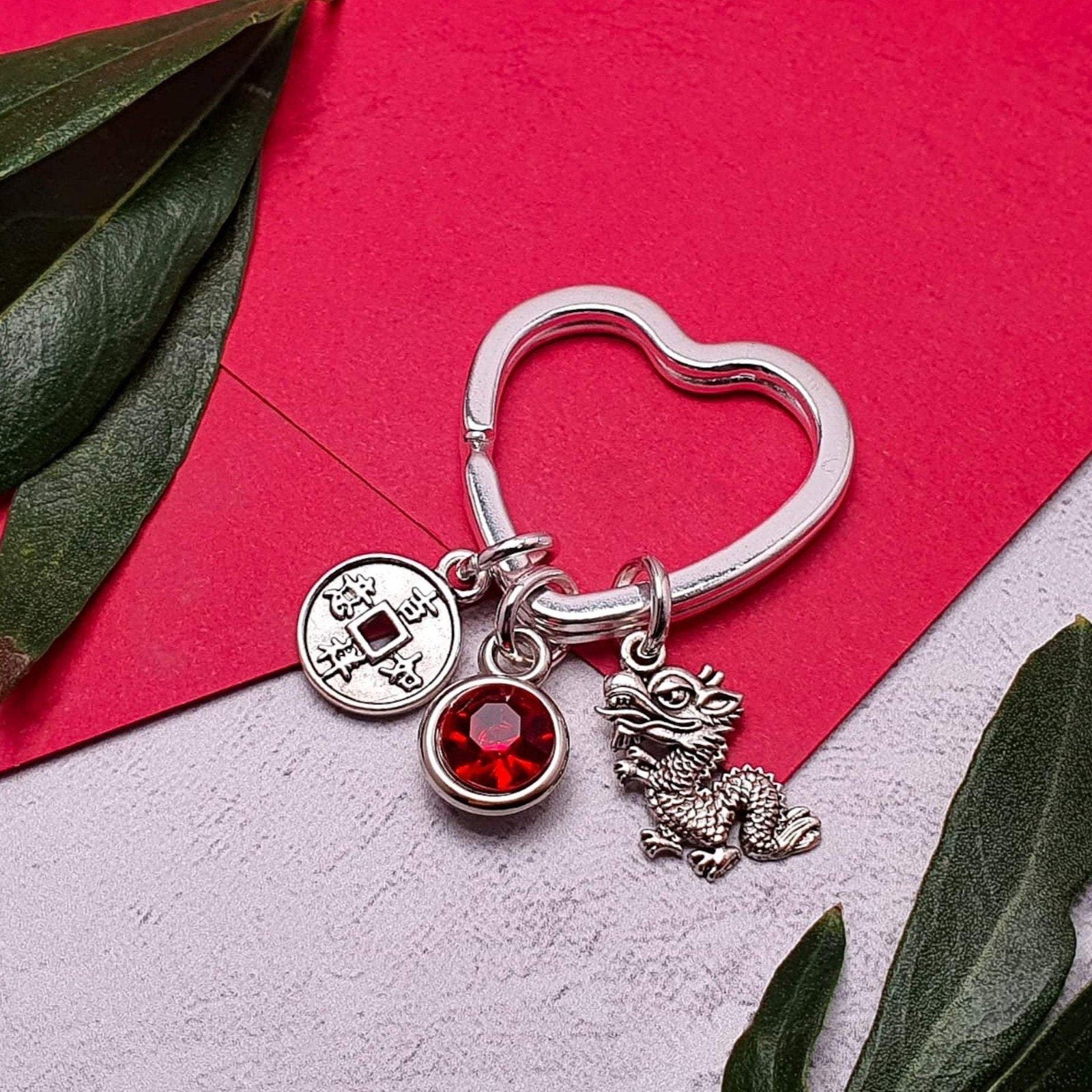 Dragon Lucky Coin Keyring Silver