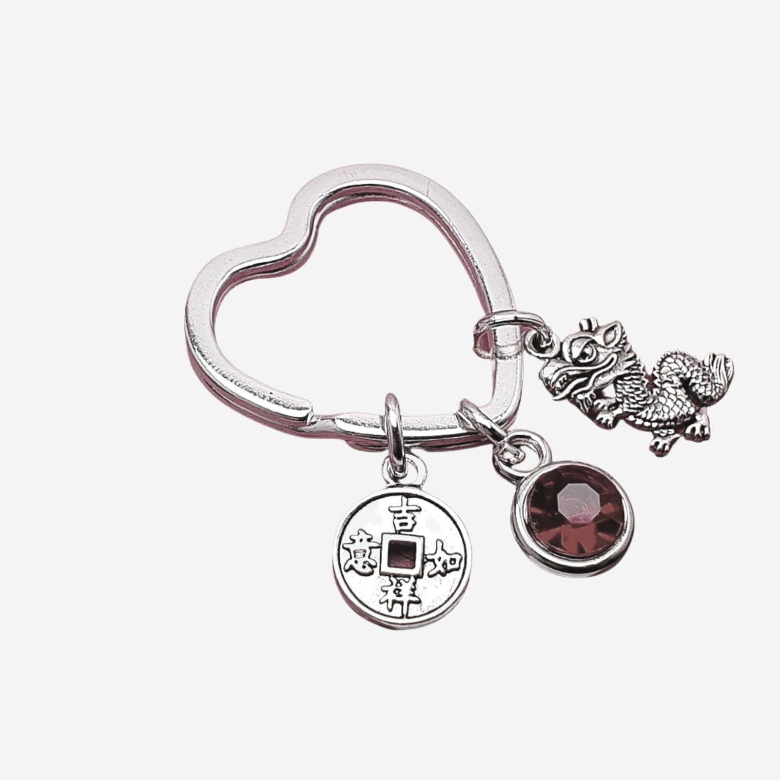 Dragon Lucky Coin Keyring Silver