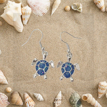 Load image into Gallery viewer, Druzy Sea Turtle Earrings Blue Opal
