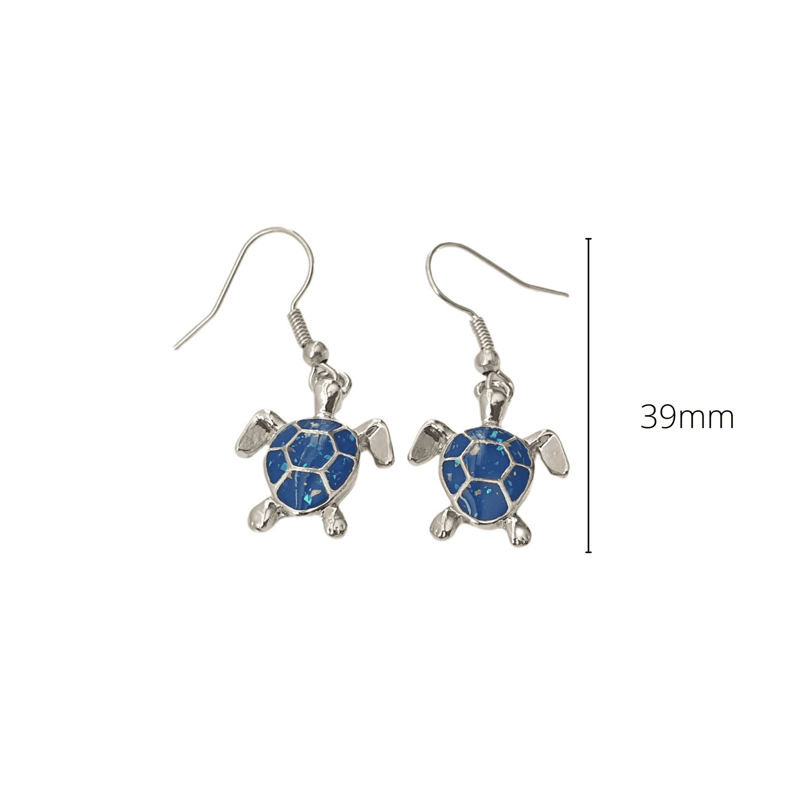 Druzy Sea Turtle Earrings Blue Opal