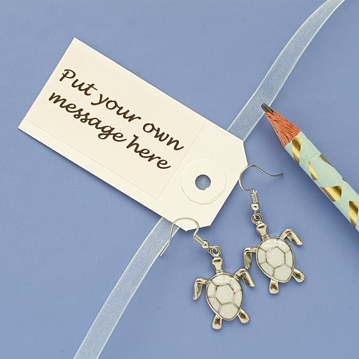 Druzy Sea Turtle Earrings White Opal