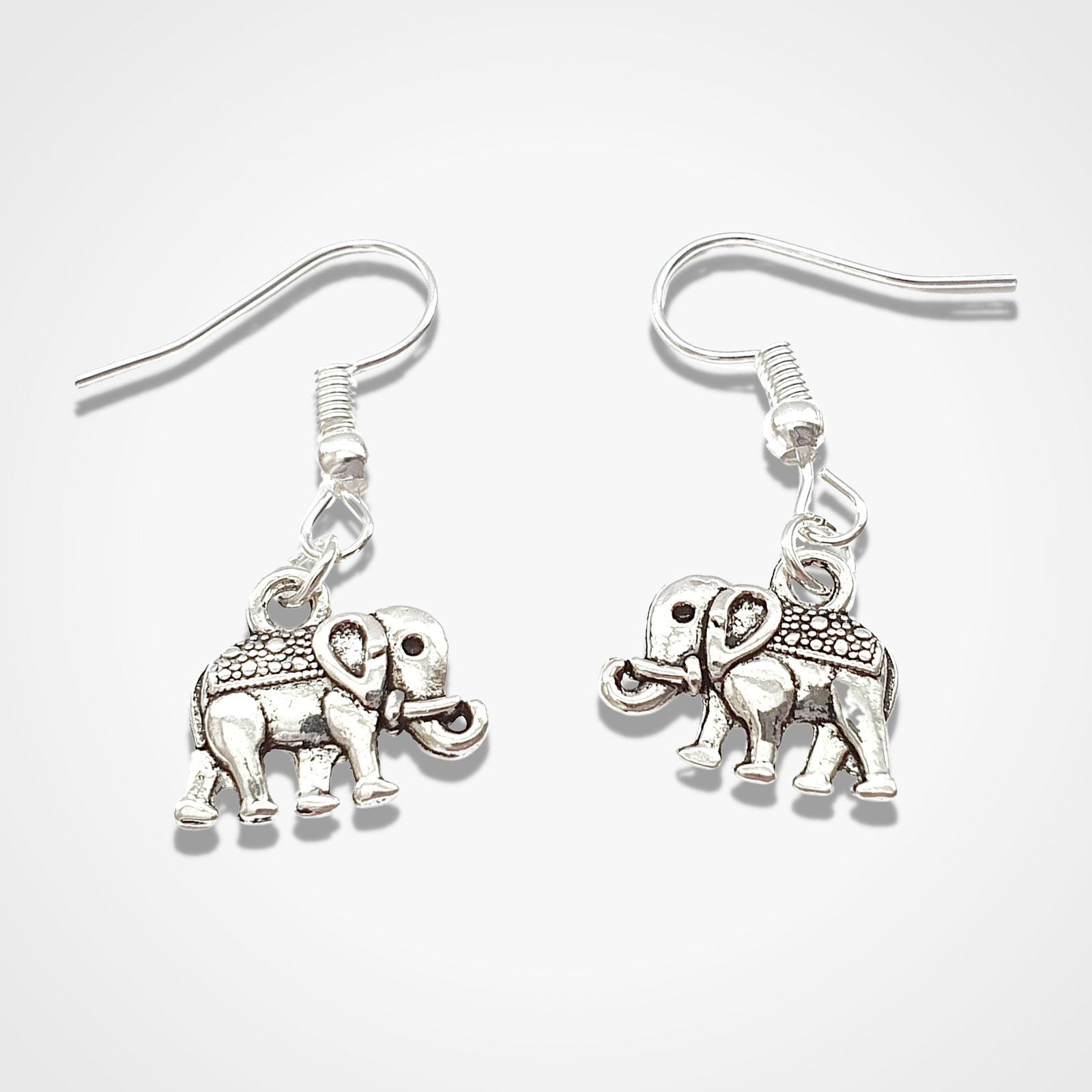 Silver elephant earrings on sale