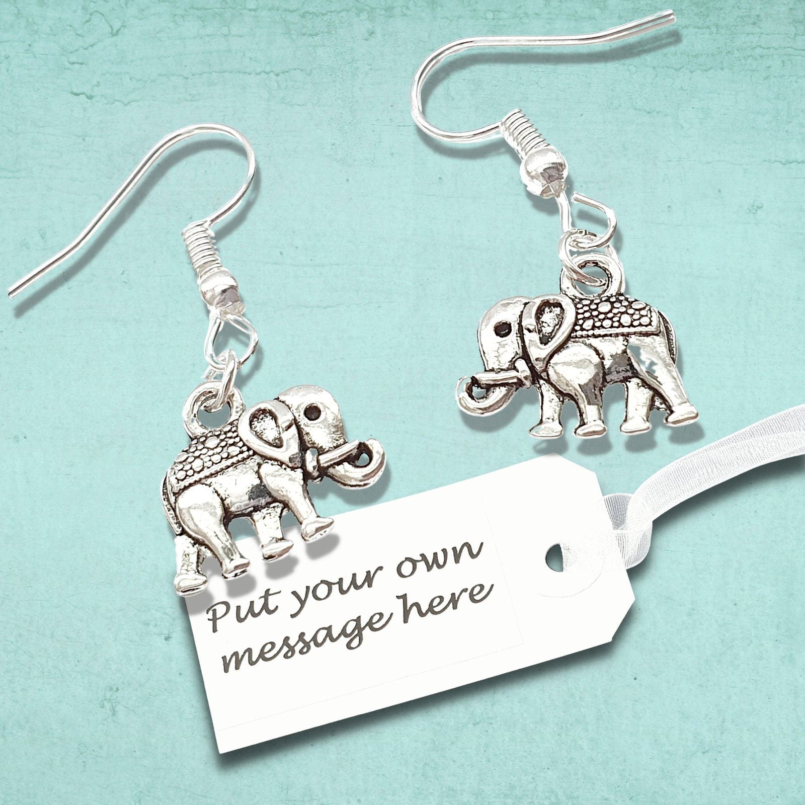 Sterling silver discount elephant dangle earrings