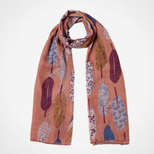 Load image into Gallery viewer, Feather Print Scarf Apricot

