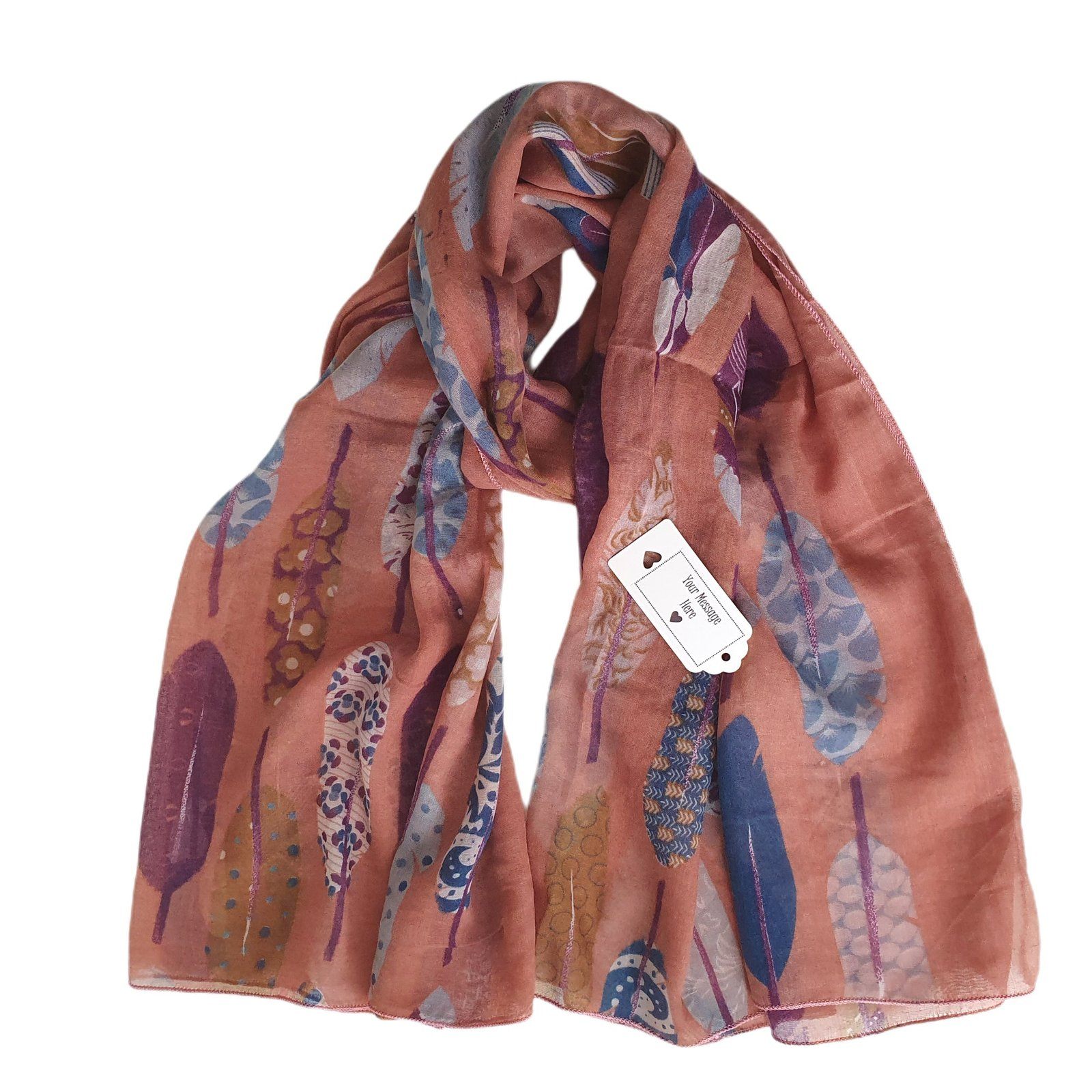 Feather Print Scarf Apricot