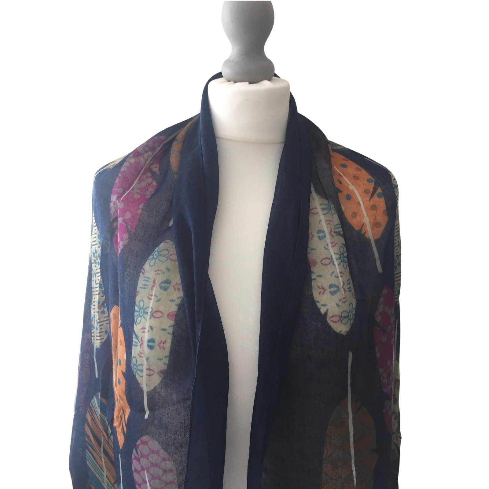 Feather Print Scarf Black