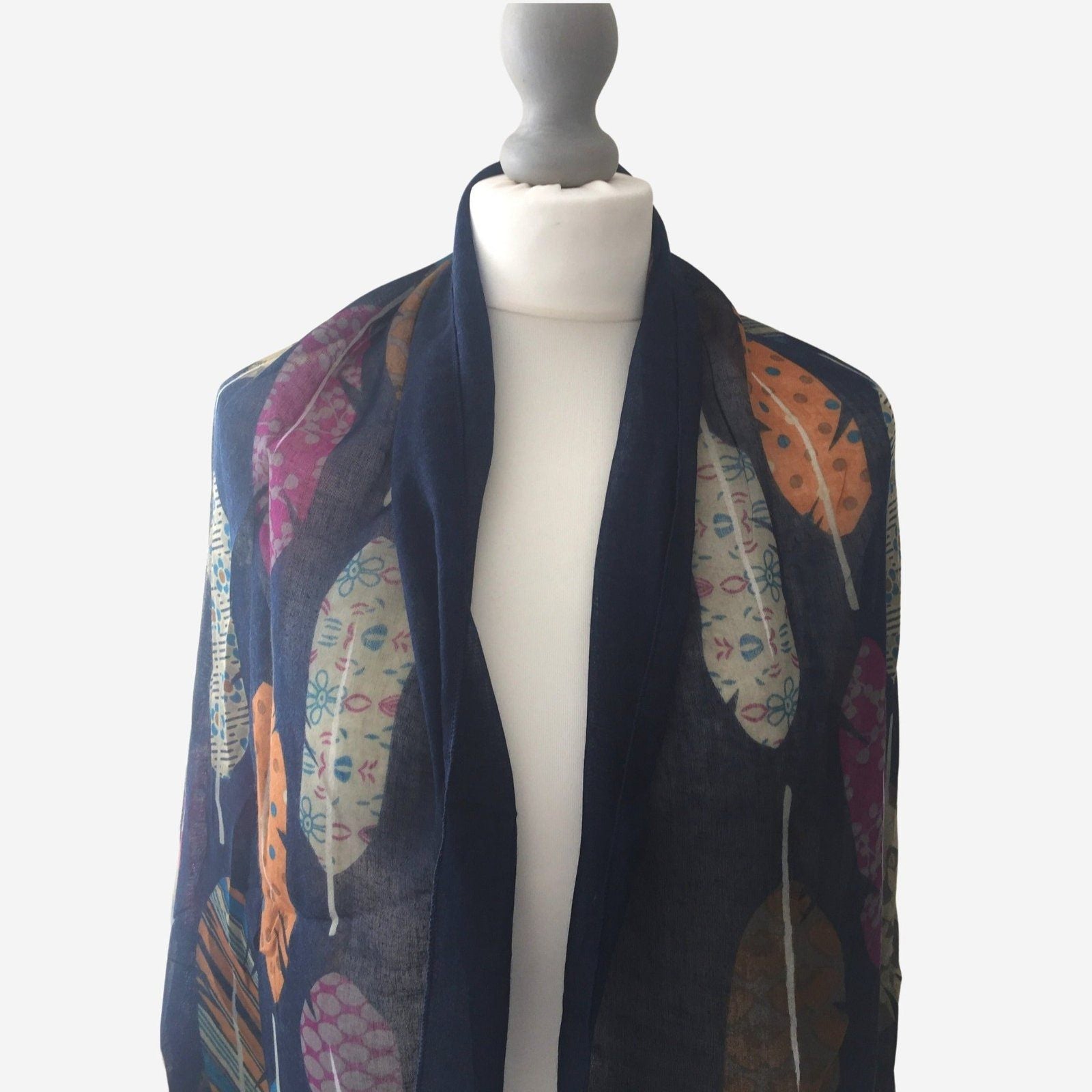 Feather Print Scarf Black