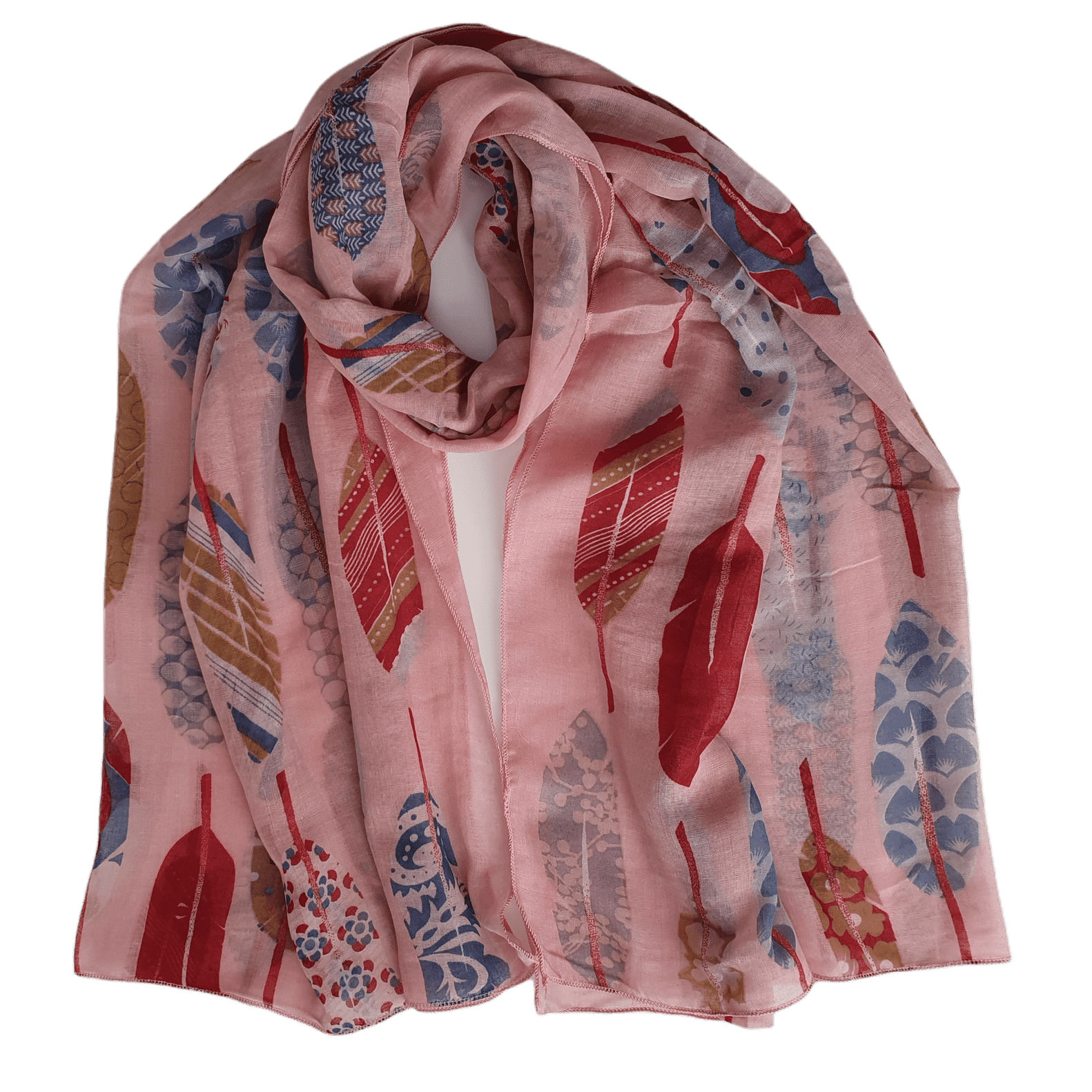 Feather Print Scarf Pink