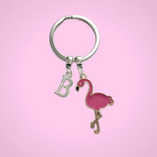 Load image into Gallery viewer, Flamingo Lover Keyring Silver Enamel
