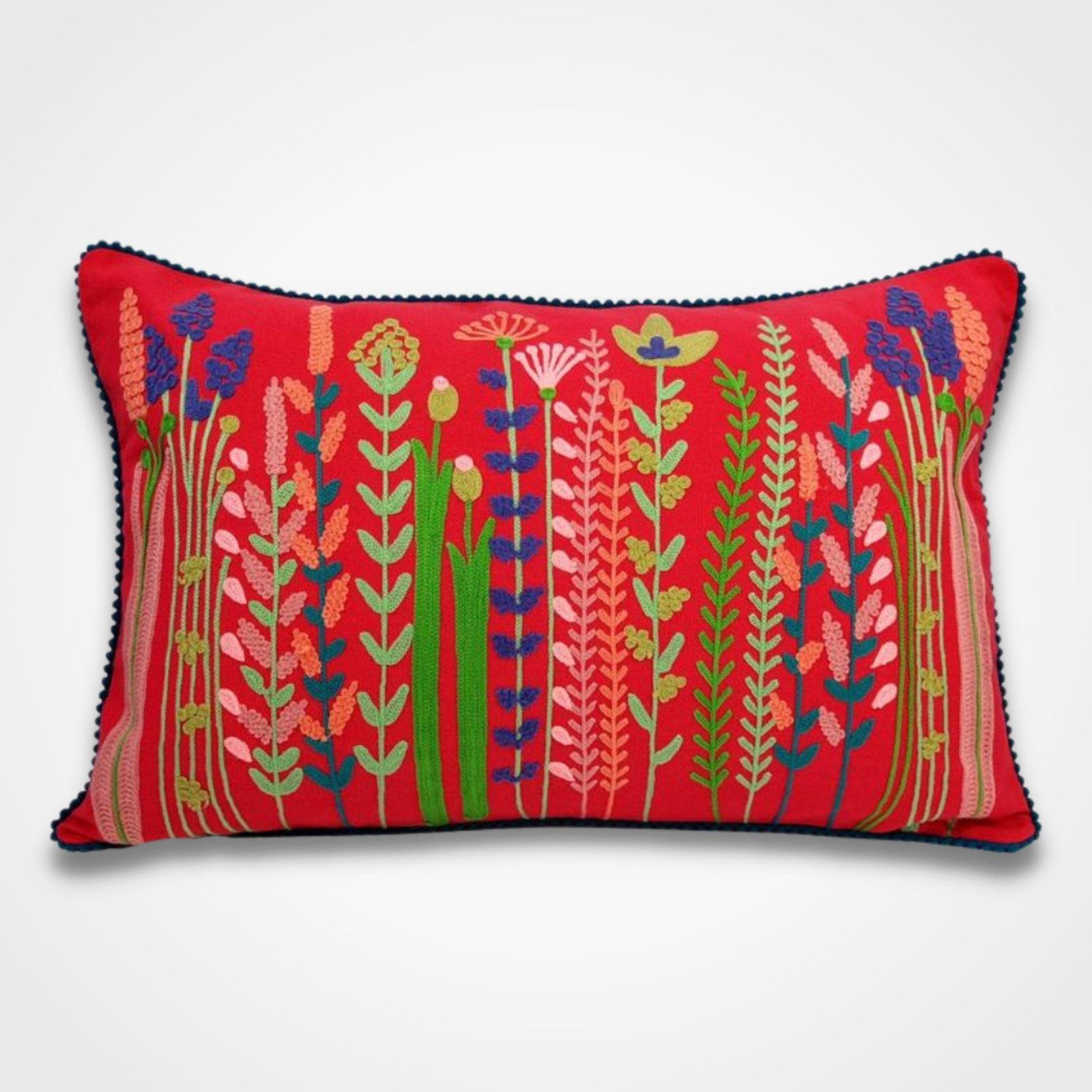 Floral embroidered Cushion Cover Pink