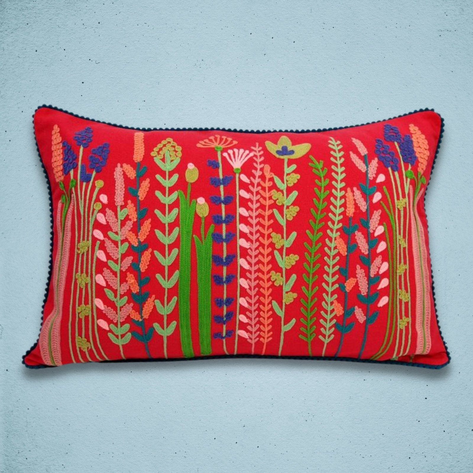 Floral embroidered Cushion Cover Pink