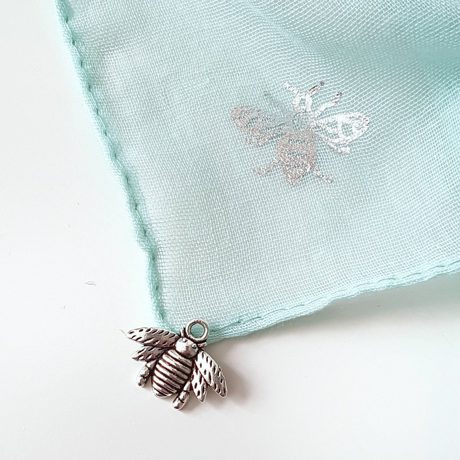 Foil Bee Scarf Aqua