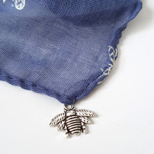 Load image into Gallery viewer, Foil Bee Scarf Navy Silver
