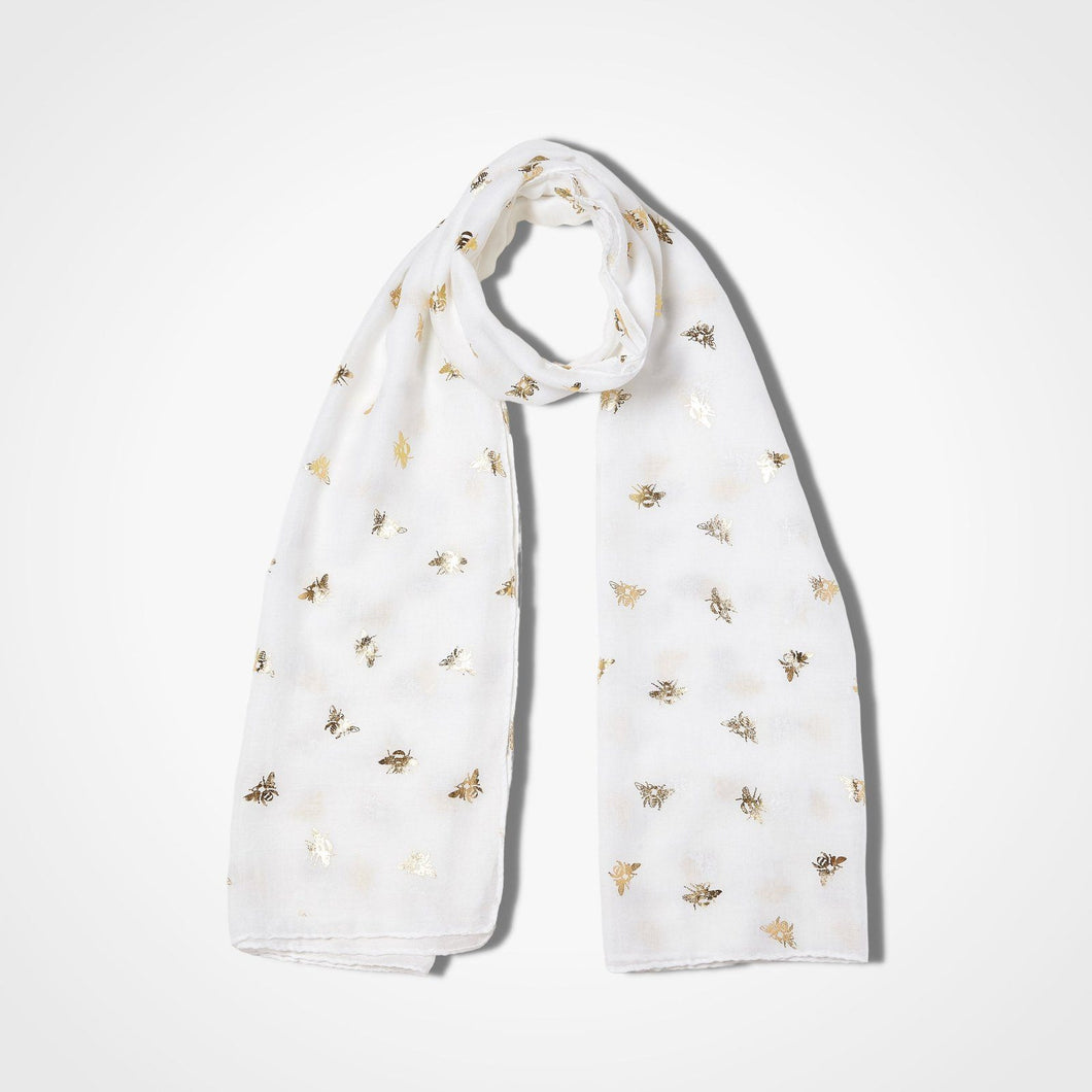Foil Bee Scarf White Gold