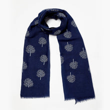 Load image into Gallery viewer, Foil Mulberry Tree Scarf Blue Silver
