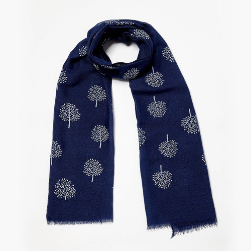 Foil Mulberry Tree Scarf Blue Silver