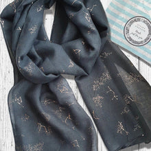 Load image into Gallery viewer, Foiled Constellation Scarf Green Rose Gold
