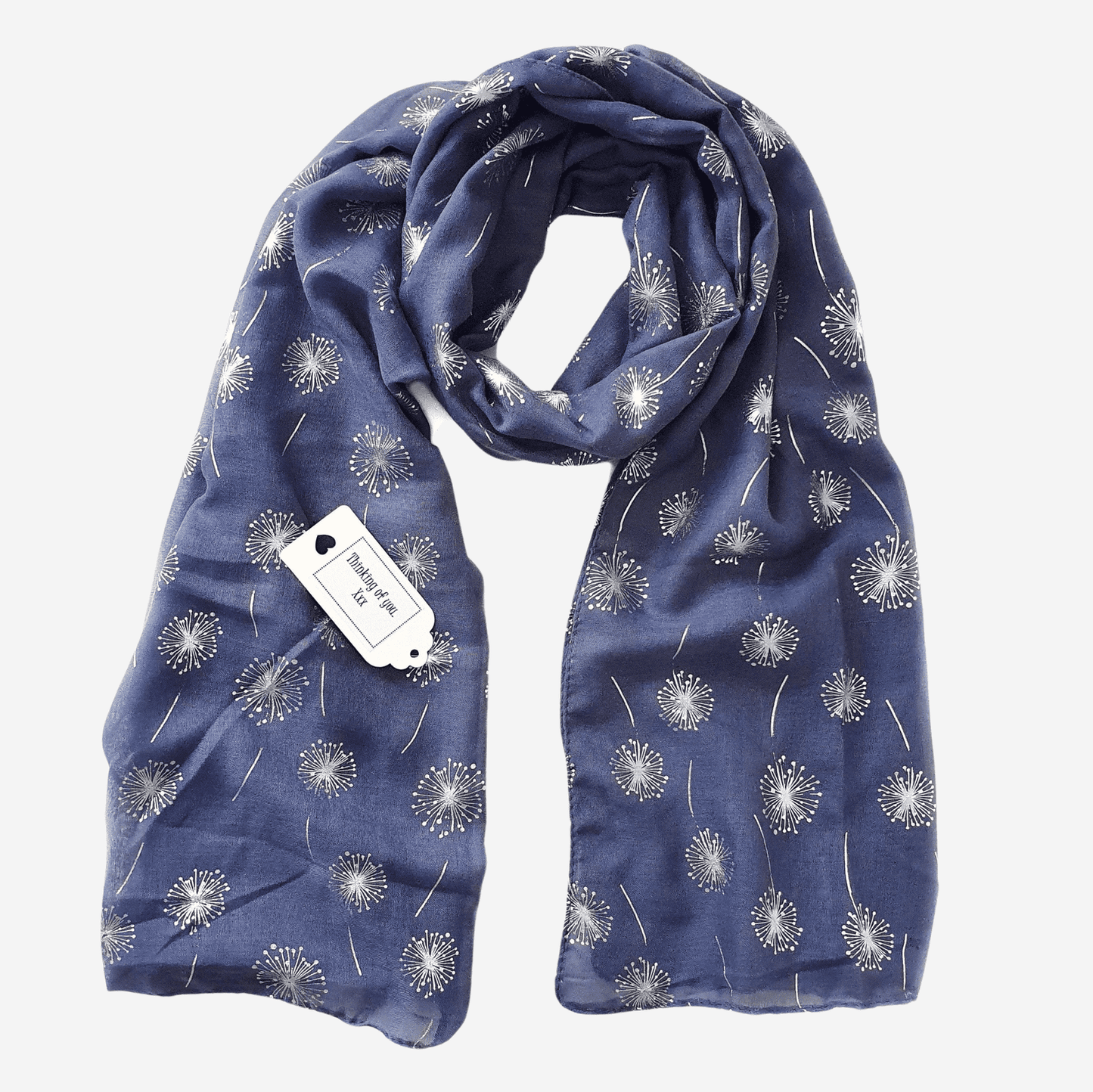 Foiled Dandelion Scarf Blue Silver