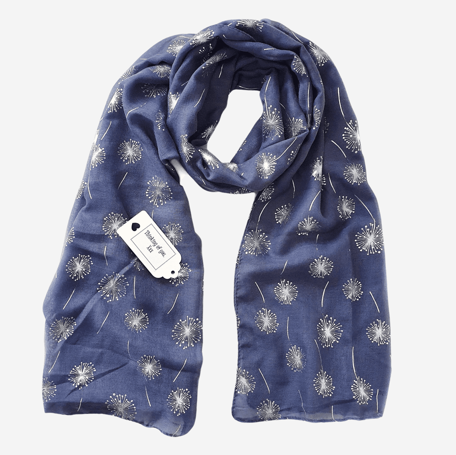 Foiled Dandelion Scarf Blue Silver