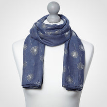 Load image into Gallery viewer, Foiled Dandelion Scarf Blue Silver
