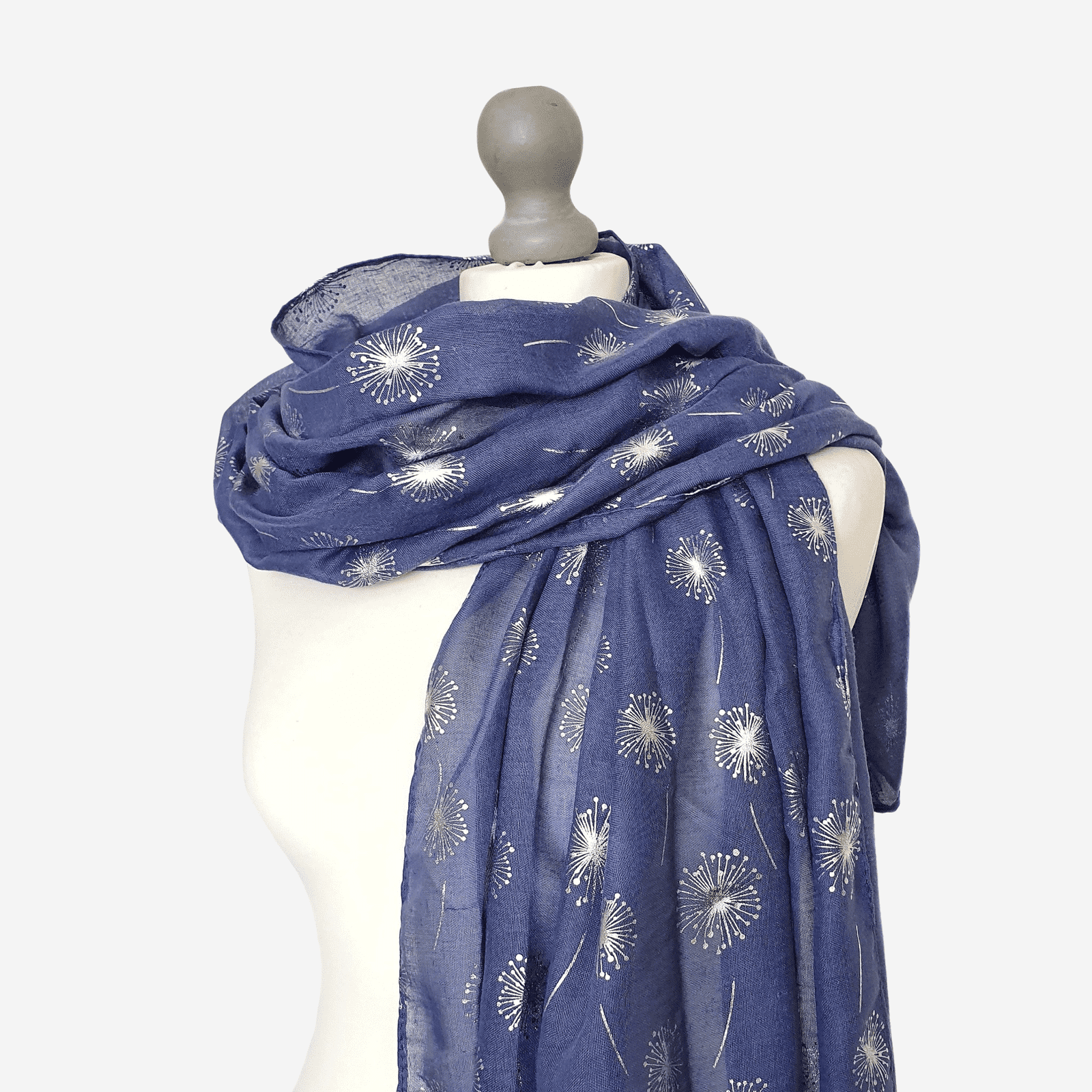 Foiled Dandelion Scarf Blue Silver
