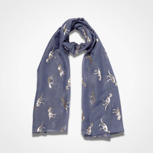 Load image into Gallery viewer, Foiled Dinosaur Scarf Rose Gold Blue
