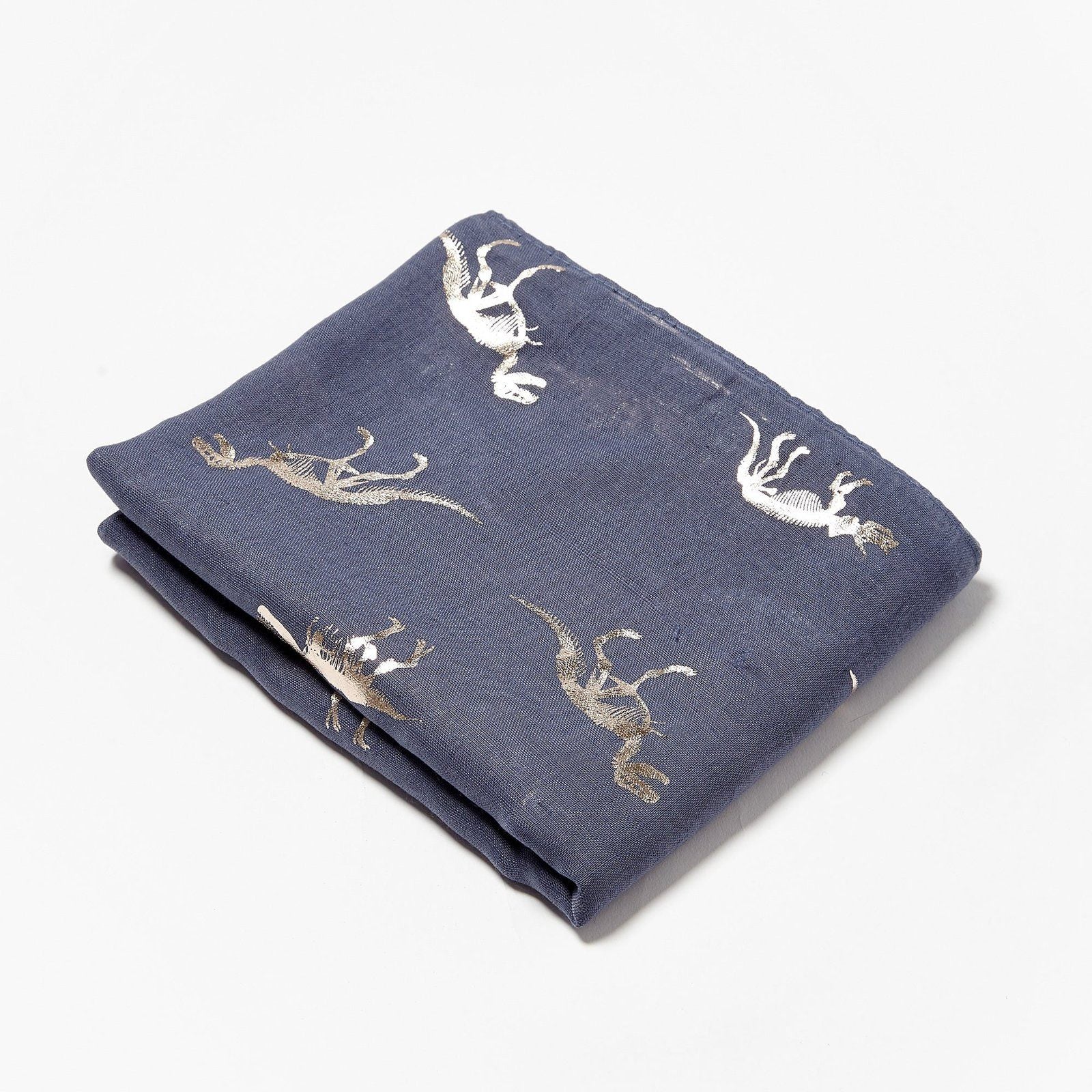 Foiled Dinosaur Scarf Rose Gold Blue