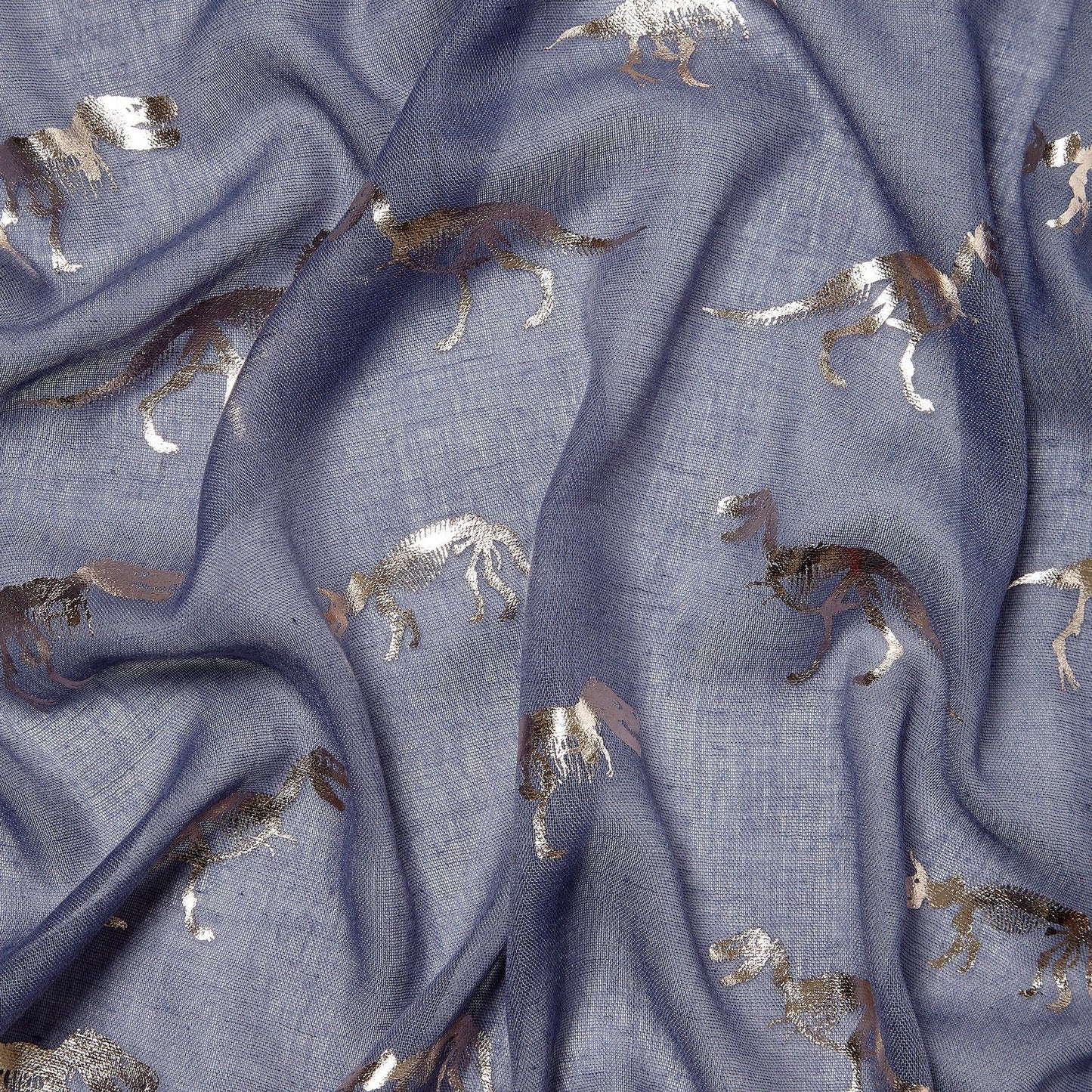 Foiled Dinosaur Scarf Rose Gold Blue