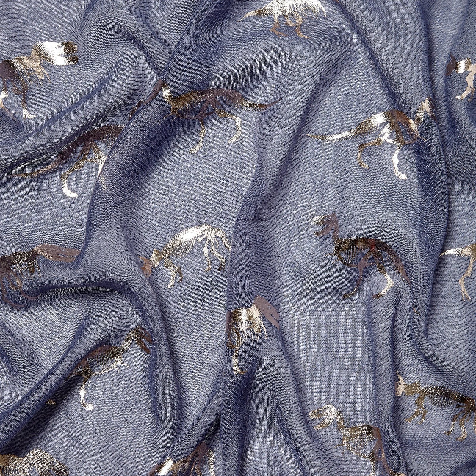 Foiled Dinosaur Scarf Rose Gold Blue