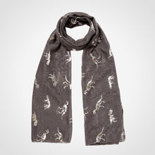 Load image into Gallery viewer, Foiled Dinosaur Scarf Rose Gold Taupe Grey
