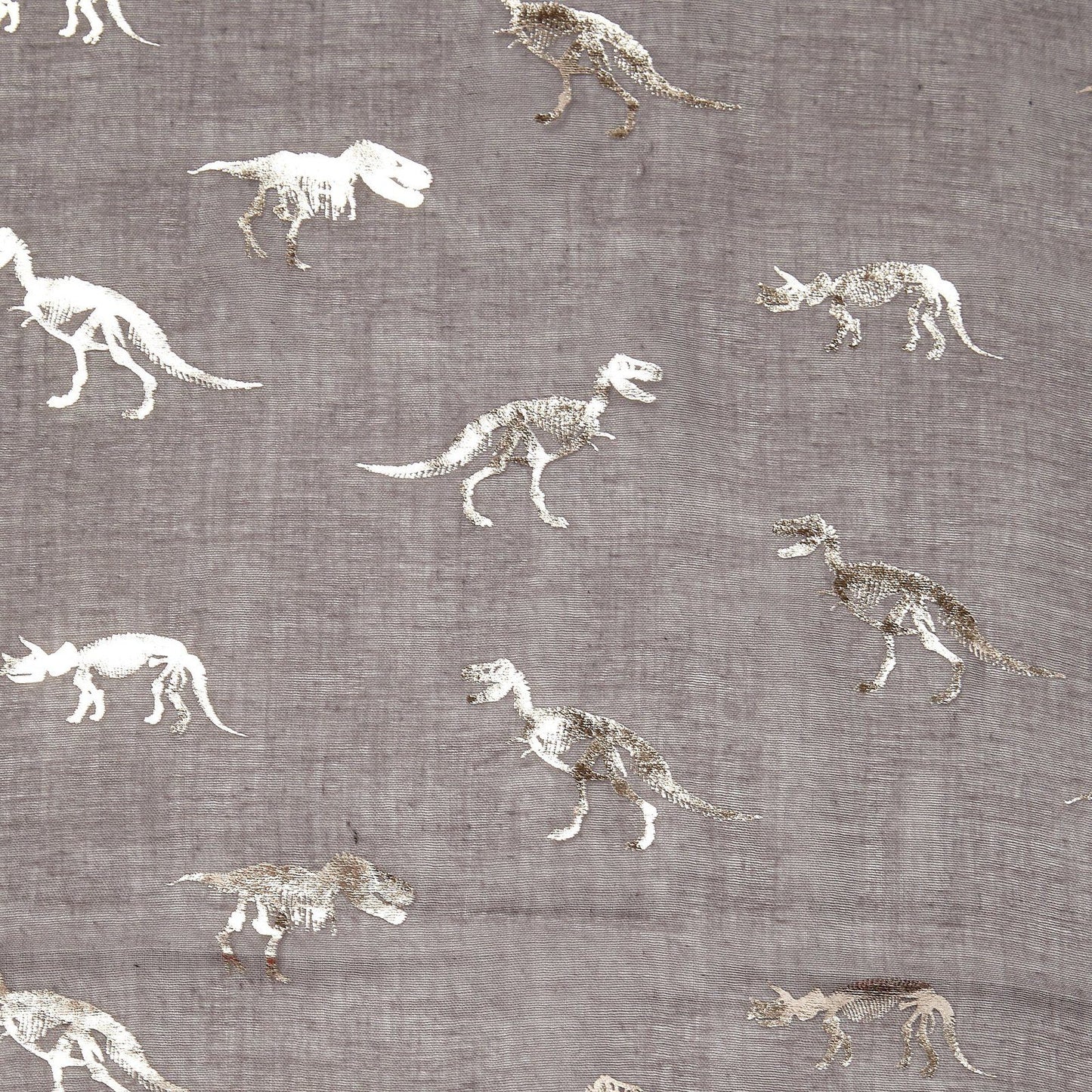 Foiled Dinosaur Scarf Rose Gold Taupe Grey
