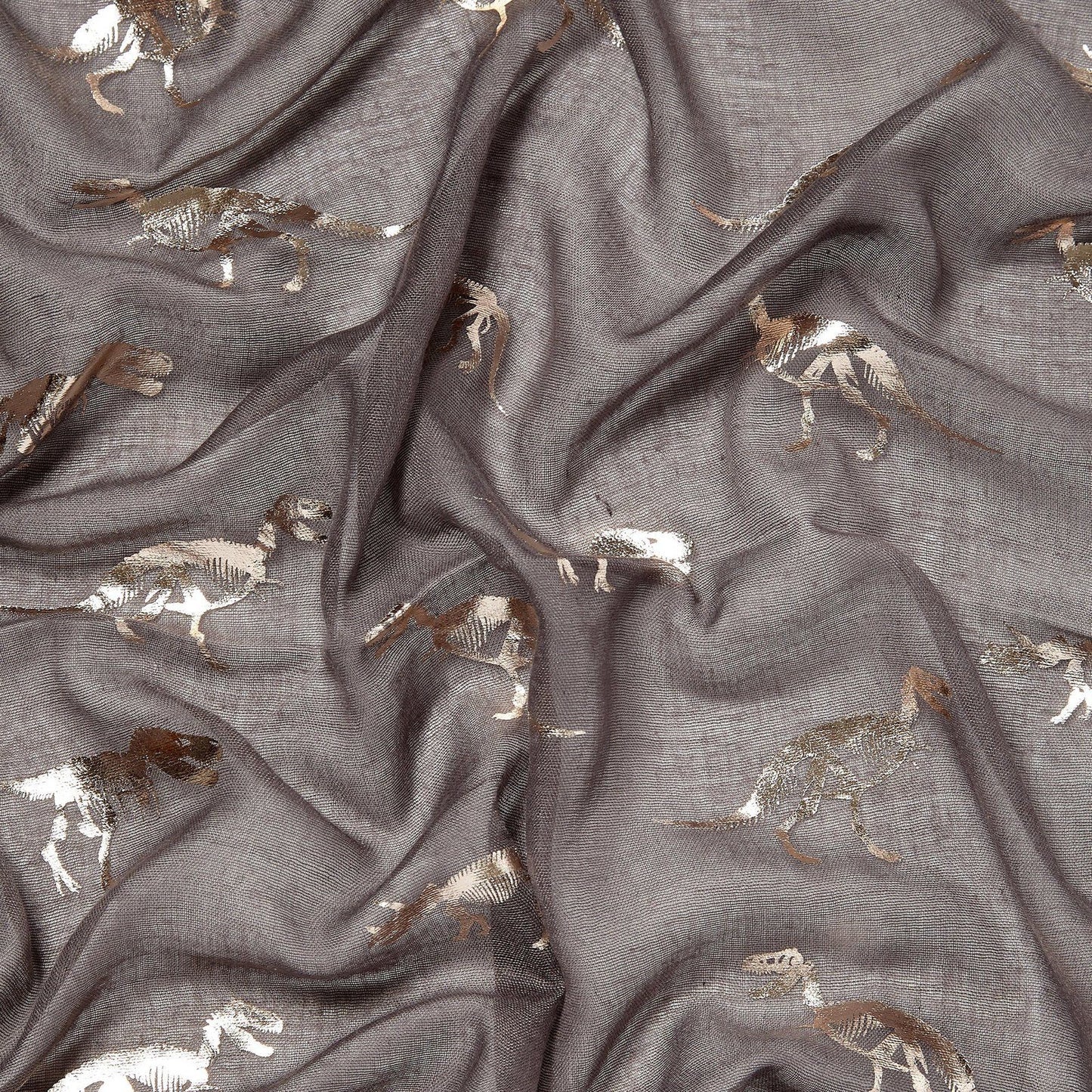 Foiled Dinosaur Scarf Rose Gold Taupe Grey