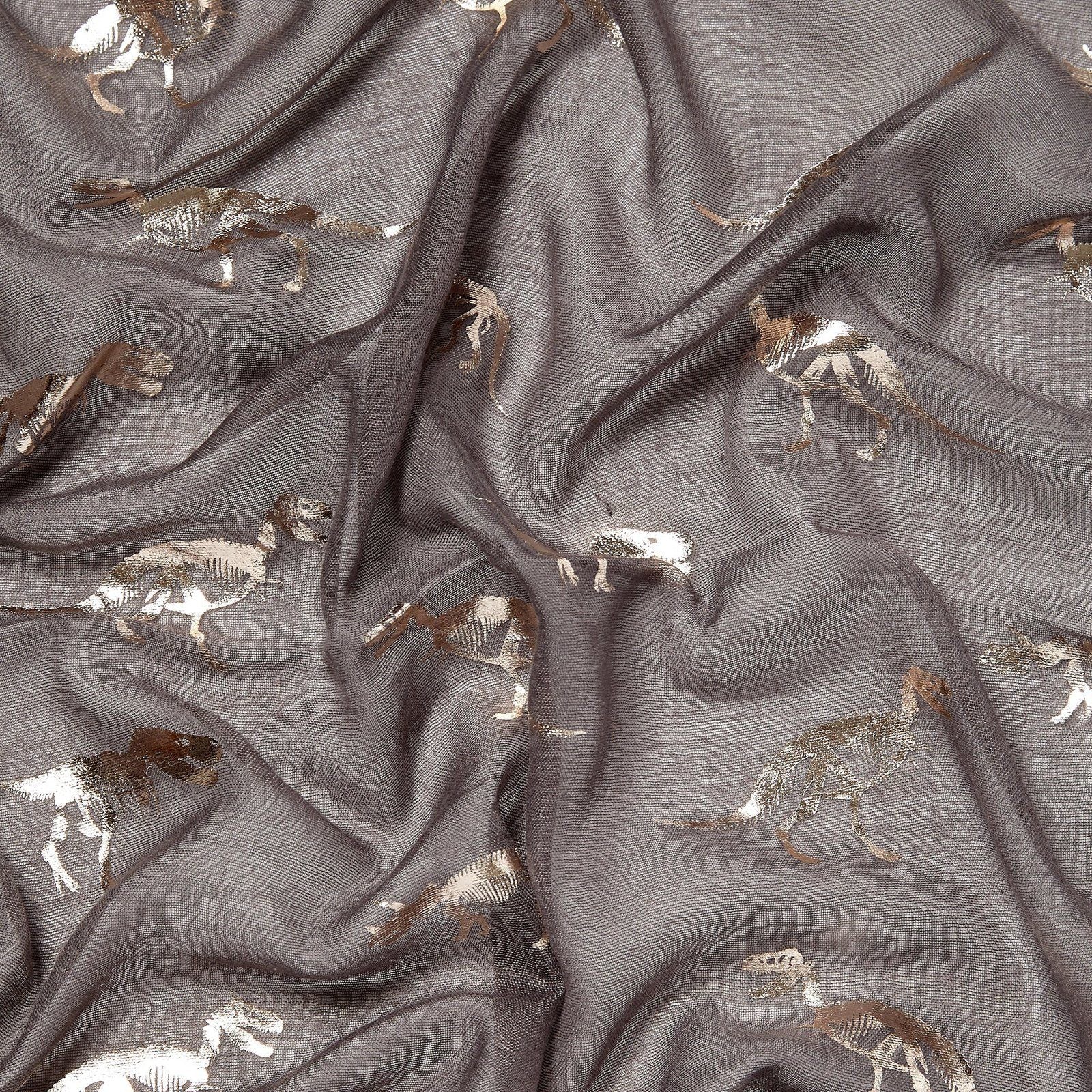 Foiled Dinosaur Scarf Rose Gold Taupe Grey