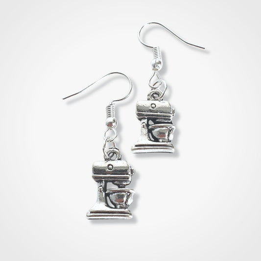 Food Mixer Earrings Silver
