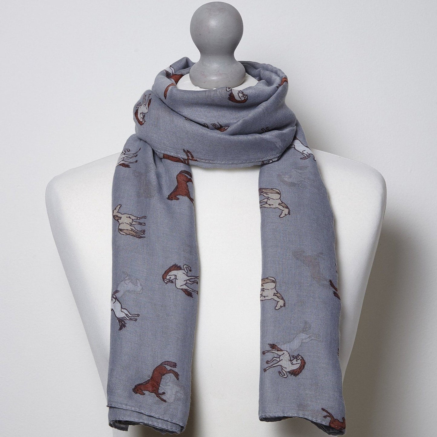 Frisky Horses Scarf Grey