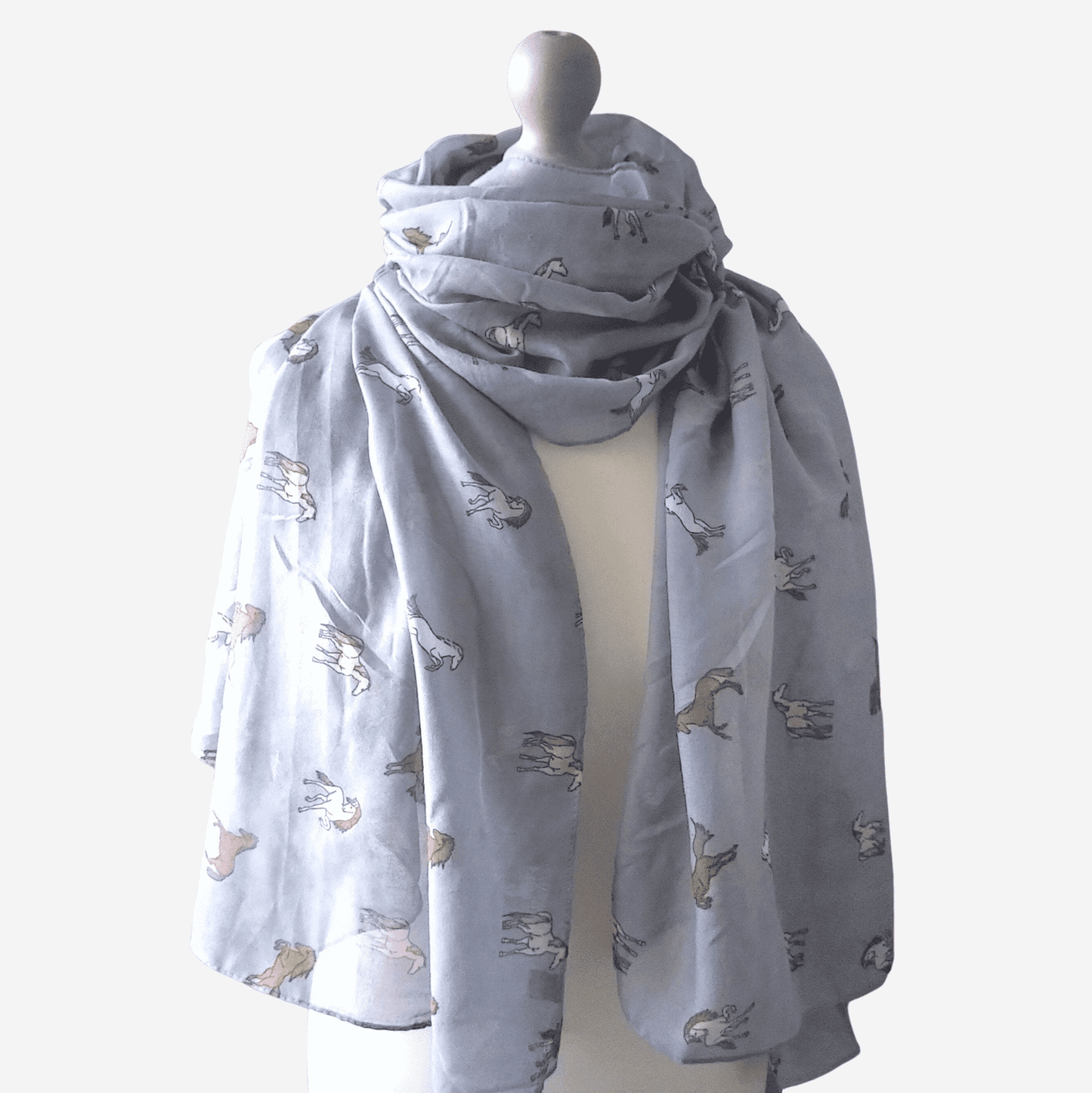 Frisky Horses Scarf Grey