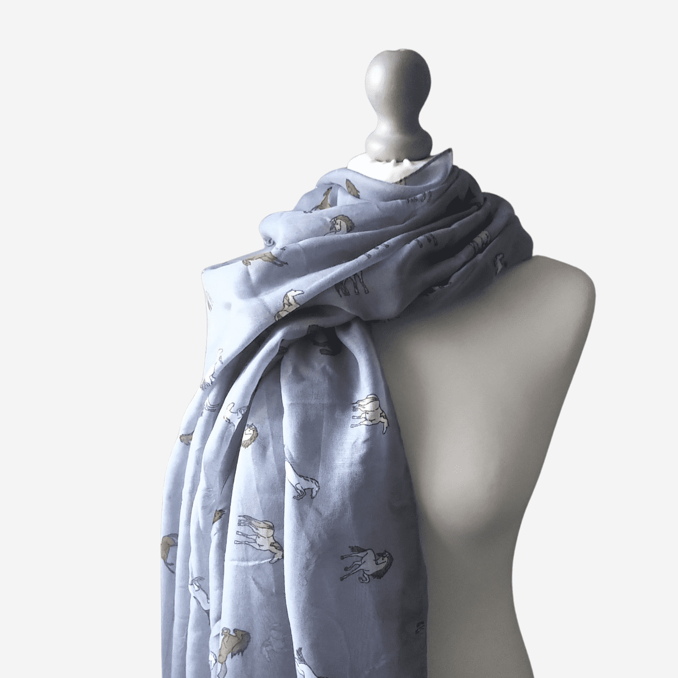 Frisky Horses Scarf Grey