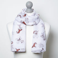 Load image into Gallery viewer, Frisky Horses Scarf White
