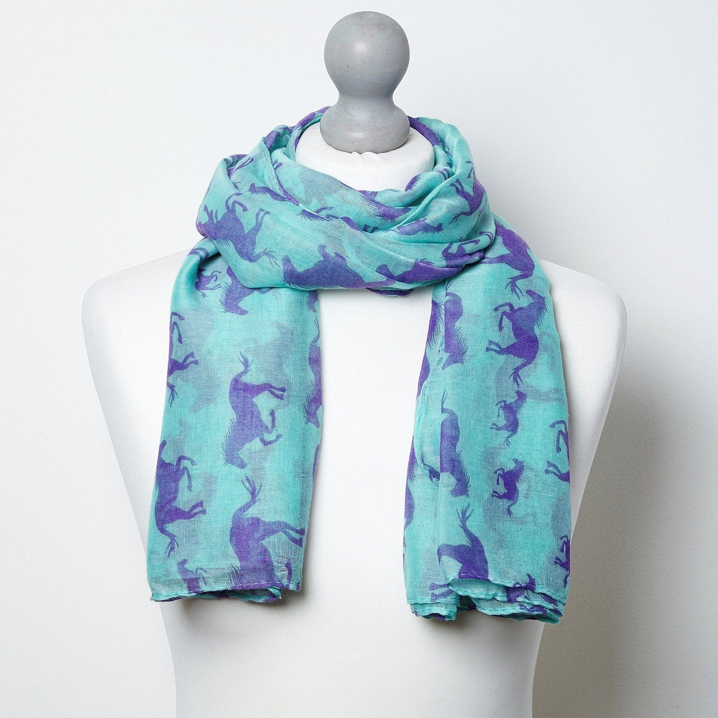 Galloping Horses Scarf Aqua