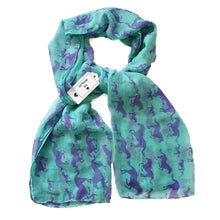 Load image into Gallery viewer, Galloping Horses Scarf Aqua
