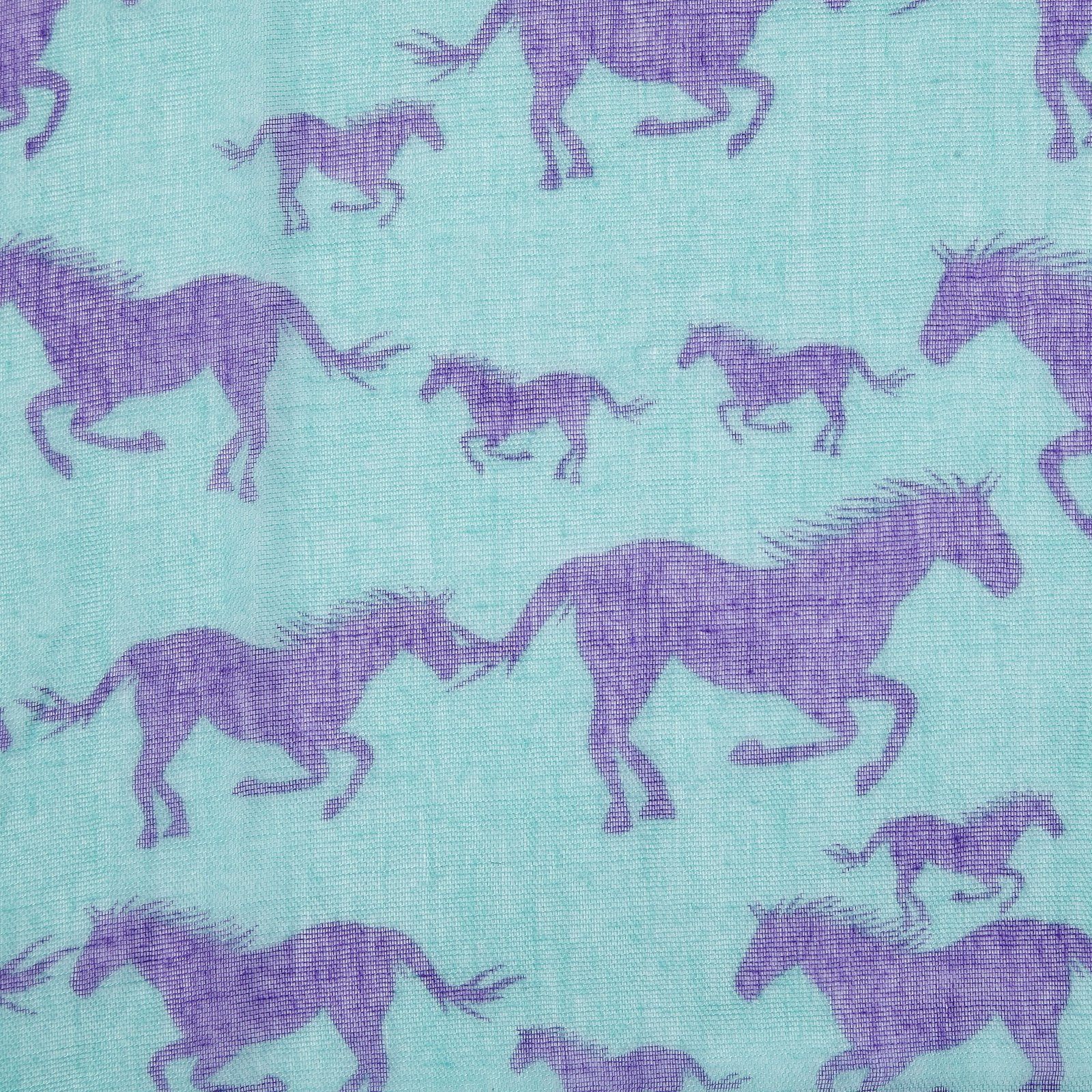 Galloping Horses Scarf Aqua