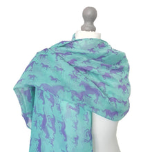 Load image into Gallery viewer, Galloping Horses Scarf Aqua
