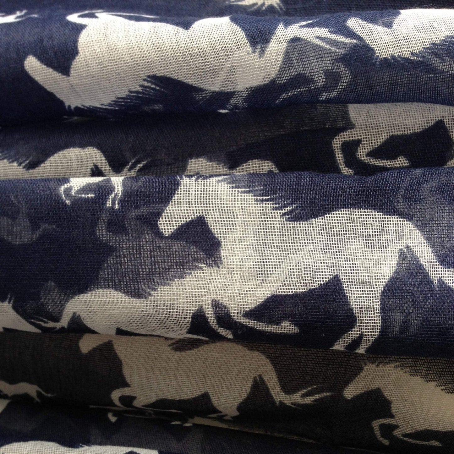 Galloping Horses Scarf Blue