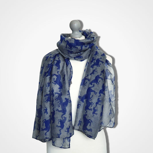 Galloping Horses Scarf Grey