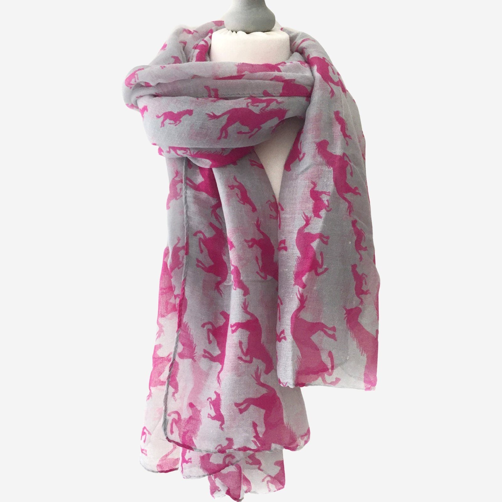 Galloping Horses Scarf Grey
