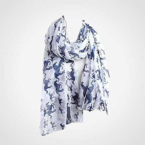 Galloping Horses Scarf White