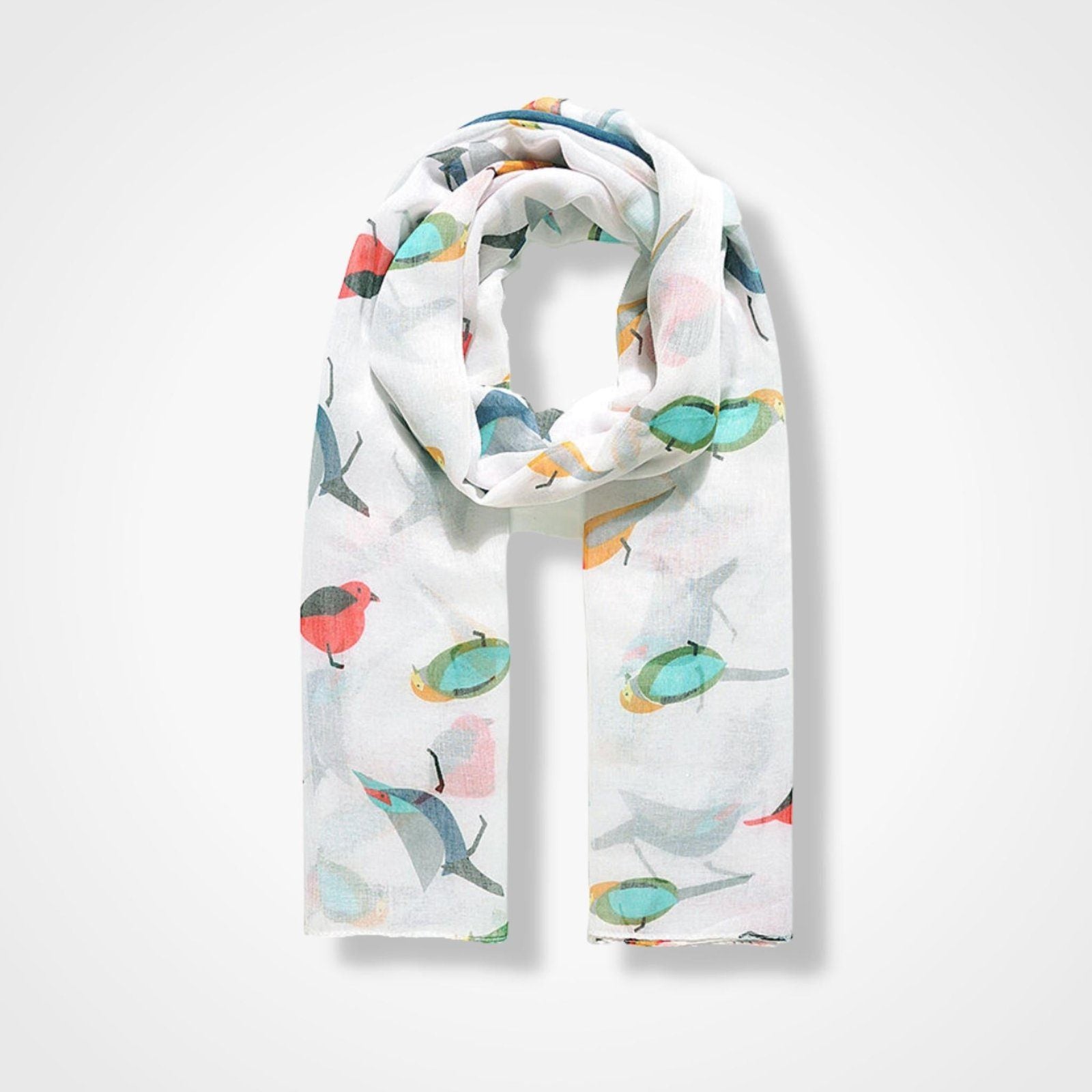 Garden Birds Scarf White Multi
