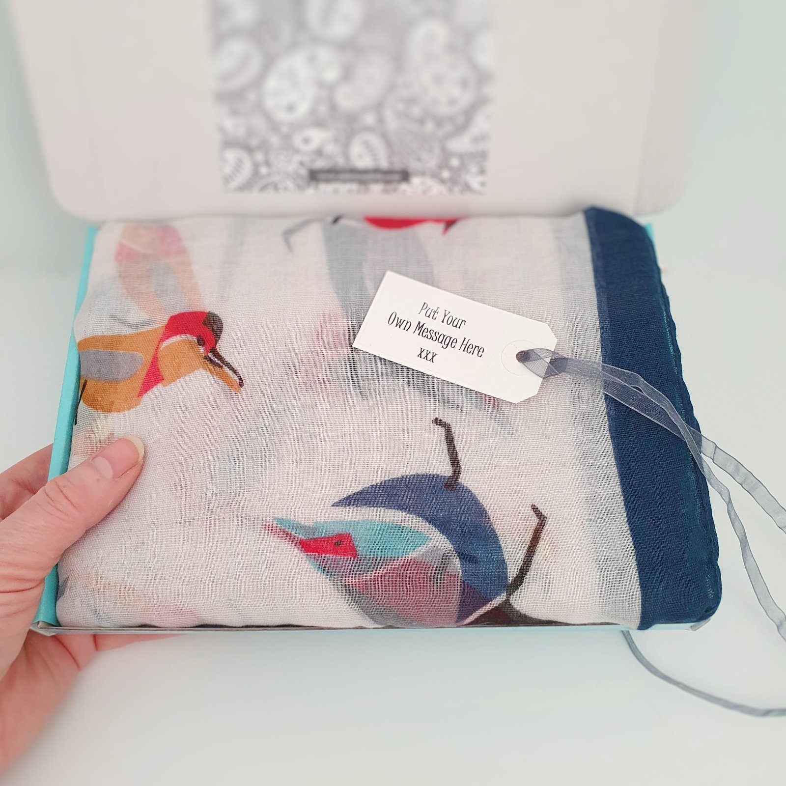 Garden Birds Scarf White Multi