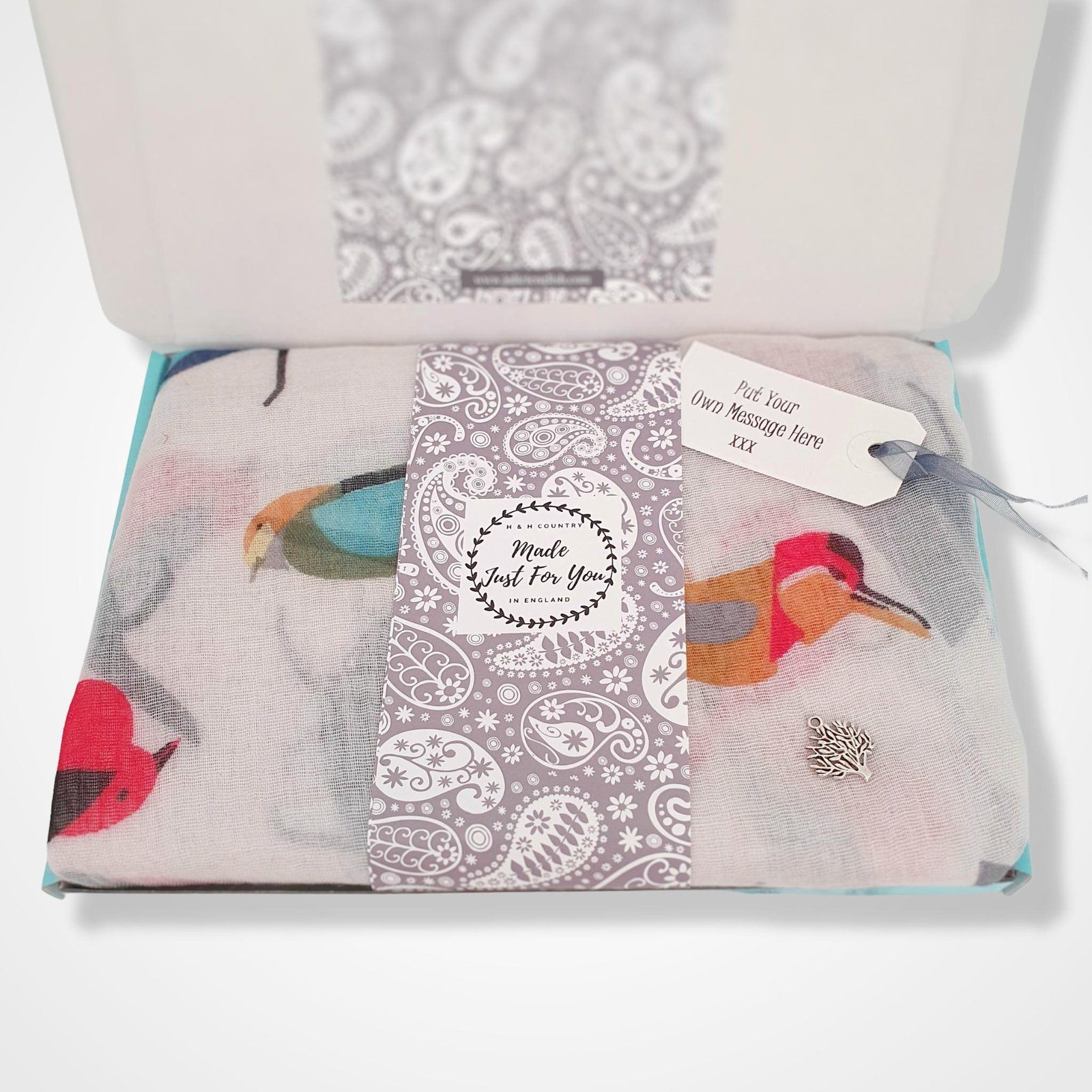 Garden Birds Scarf White Multi