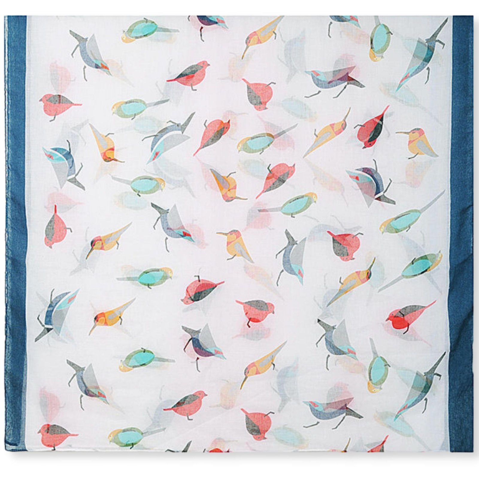Garden Birds Scarf White Multi